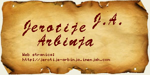 Jerotije Arbinja vizit kartica